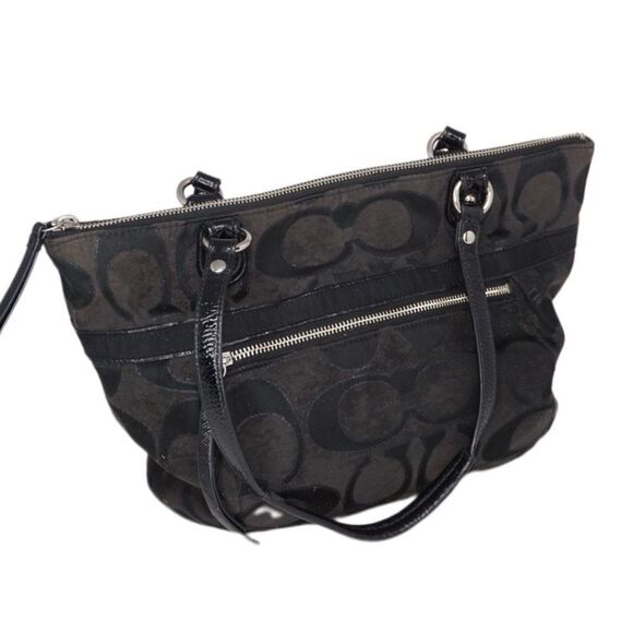 Coach Poppy Metallic Signature Black Shoulder Bag 19863 - Picture 6 of 13